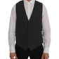 Elegant Gray Striped Waistcoat Vest