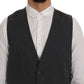 Elegant Gray Striped Waistcoat Vest