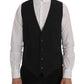 Elegant Striped Gray Waistcoat Vest