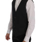 Elegant Striped Gray Waistcoat Vest