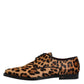 Brown Leopard Derby Formal Men Dress Shoes