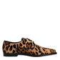 Brown Leopard Derby Formal Men Dress Shoes