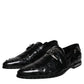 Black Embellished Derby Monk Strap Shoes