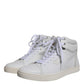 White Leather Mid Top Men Sneakers Shoes