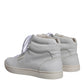 White Leather Mid Top Men Sneakers Shoes