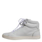 White Leather Mid Top Men Sneakers Shoes