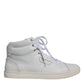 White Leather Mid Top Men Sneakers Shoes