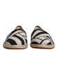 Black White Stripes Slip On Espadrille Shoes