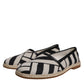 Black White Stripes Slip On Espadrille Shoes