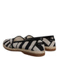 Black White Stripes Slip On Espadrille Shoes