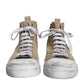 Beige White Canvas High Top Sneakers Shoes