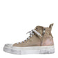 Beige White Canvas High Top Sneakers Shoes