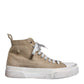 Beige White Canvas High Top Sneakers Shoes