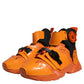 Orange Multi Panel Chunky High Top Sneakers Shoes