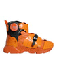 Orange Multi Panel Chunky High Top Sneakers Shoes