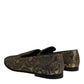 Gold Jacquard Flats Men Loafers Dress Shoes