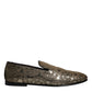 Gold Jacquard Flats Men Loafers Dress Shoes