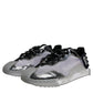 Silver Black Nylon NS1 Low Top Sneakers Shoes