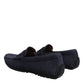 Blue Calf Leather Slip On Men Moccasin Shoes