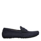 Blue Calf Leather Slip On Men Moccasin Shoes