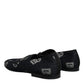 Black Logo Cotton Loafers Formal Dress Shoes