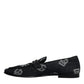 Black Logo Cotton Loafers Formal Dress Shoes