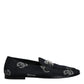 Black Logo Cotton Loafers Formal Dress Shoes