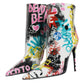 Multicolor Graffiti Keira Mid Calf Boots Shoes