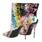 Multicolor Graffiti Keira Mid Calf Boots Shoes