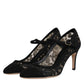 Black Mary Jane Taormina Lace Pumps Shoes