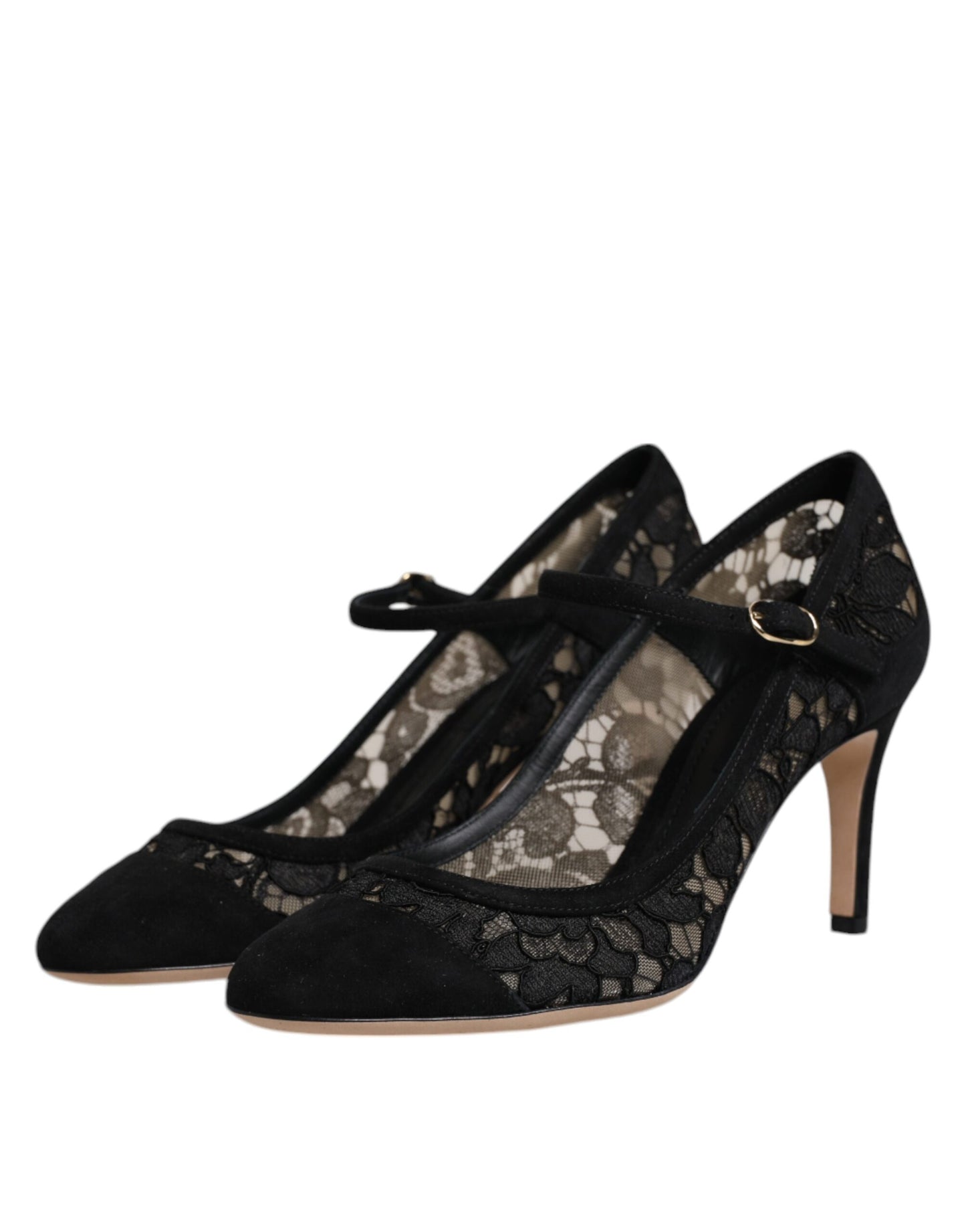 Black Mary Jane Taormina Lace Pumps Shoes