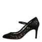 Black Mary Jane Taormina Lace Pumps Shoes