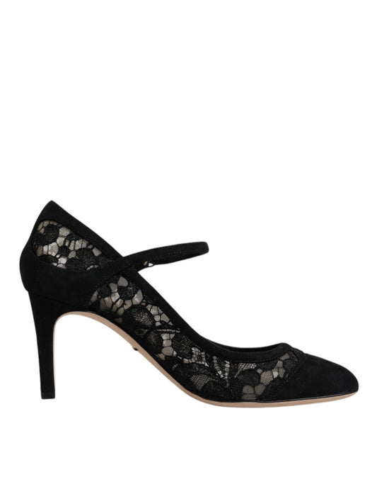 Black Mary Jane Taormina Lace Pumps Shoes