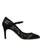 Black Mary Jane Taormina Lace Pumps Shoes