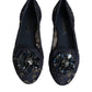 Blue Taormina Lace Crystals Flats Shoes