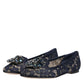 Blue Taormina Lace Crystals Flats Shoes