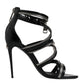 Black Zipper Ankle Strap Heels Sandals Shoes