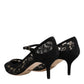 Black Mary Jane Taormina Lace Pumps Shoes