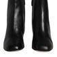 Black Jackie Leather Mid Calf Boots Shoes