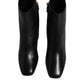 Black Jackie Leather Mid Calf Boots Shoes