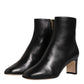 Black Jackie Leather Mid Calf Boots Shoes