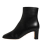 Black Jackie Leather Mid Calf Boots Shoes