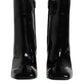 Black Jackie Leather Mid Calf Boots Shoes