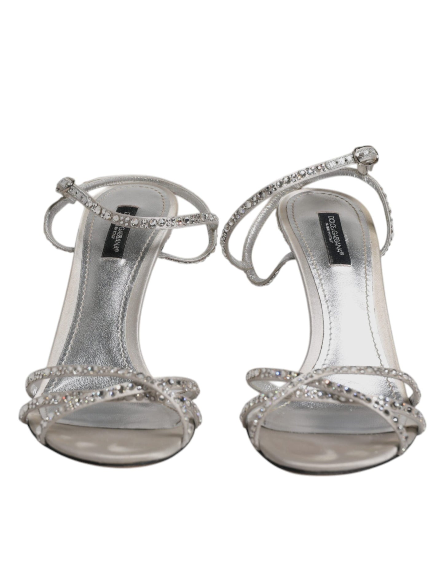 Silver Crystal Ankle Strap Sandals Shoes