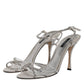 Silver Crystal Ankle Strap Sandals Shoes