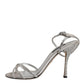 Silver Crystal Ankle Strap Sandals Shoes