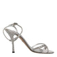 Silver Crystal Ankle Strap Sandals Shoes