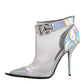 Silver Iridescent Pointed Short Boots Shoes