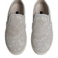 White Floral Lace Slip On Loafers Shoes