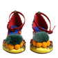 Multicolor Carretto Crystal Fur Sandals Shoes